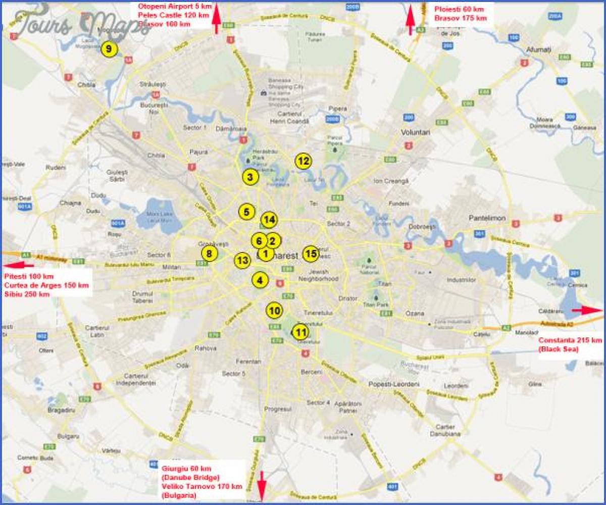 خريطة مدينة بوخارست الجذب 