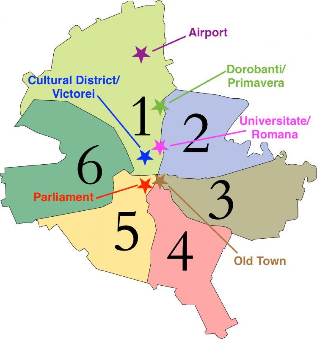 خريطة مدينة بوخارست القطاعات 
